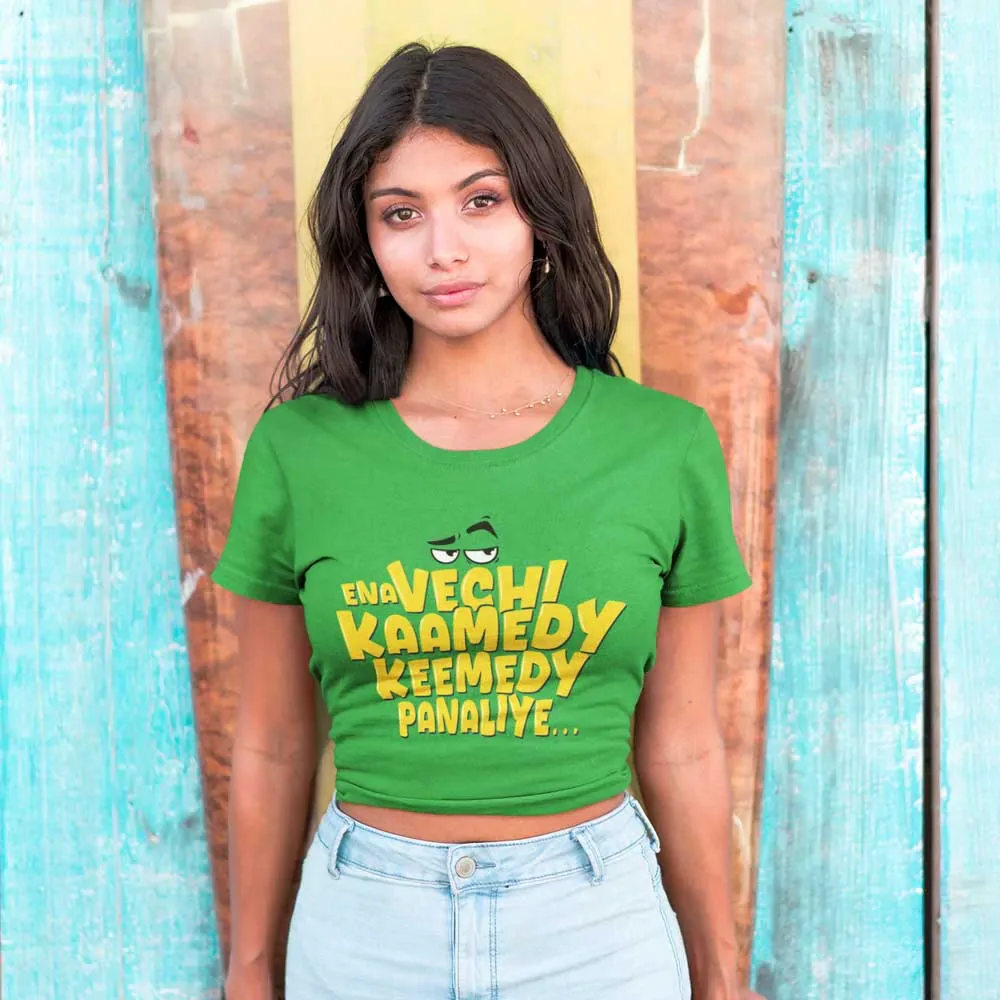 Girl wearing a Funny Vadivelu T-Shirt from Zero44.in