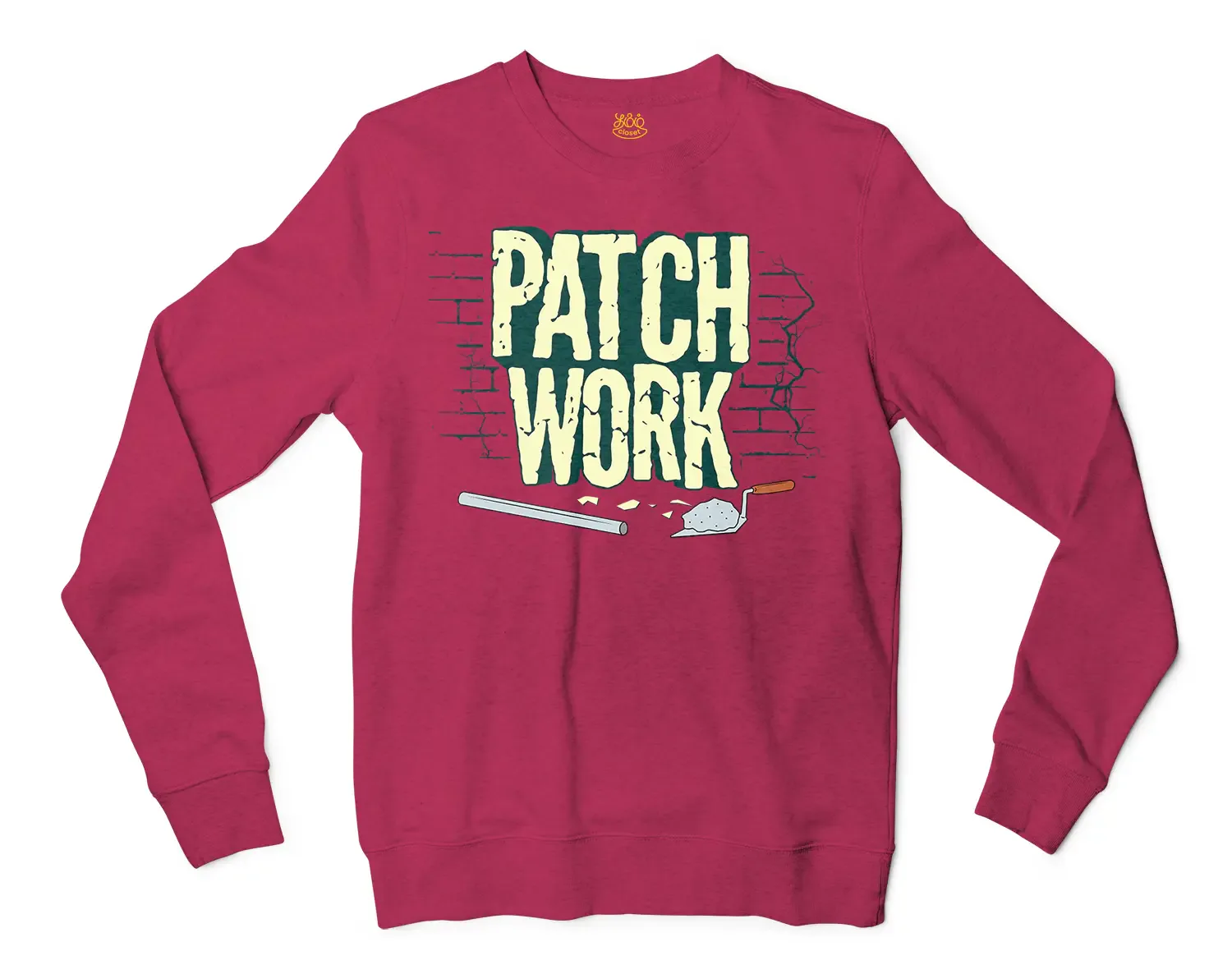 Patch Work Men/Unisex Long Sleeve Sweatshirt in Heather Sport Dark Maroon Color