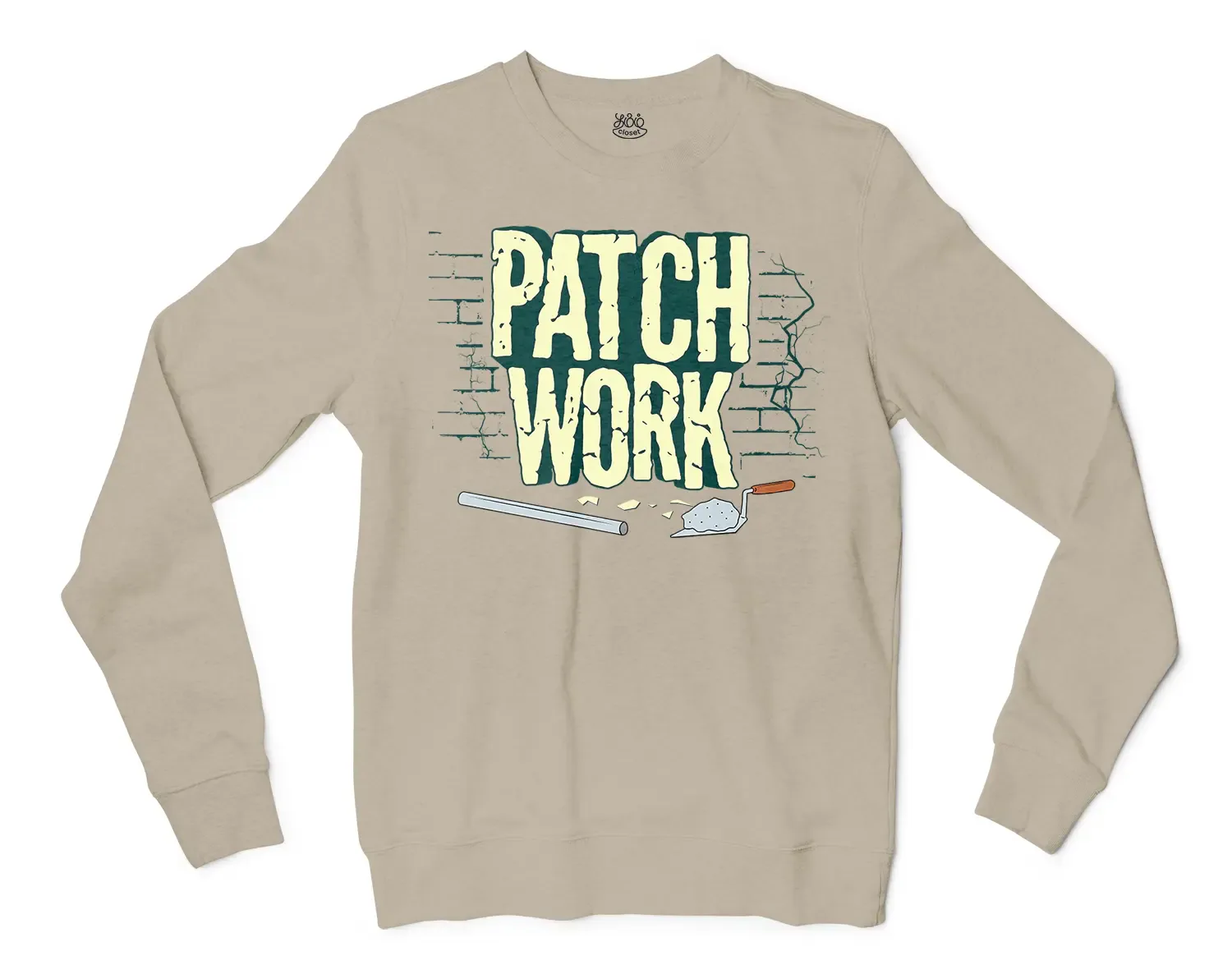 Patch Work Men/Unisex Long Sleeve Sweatshirt in Sand Color