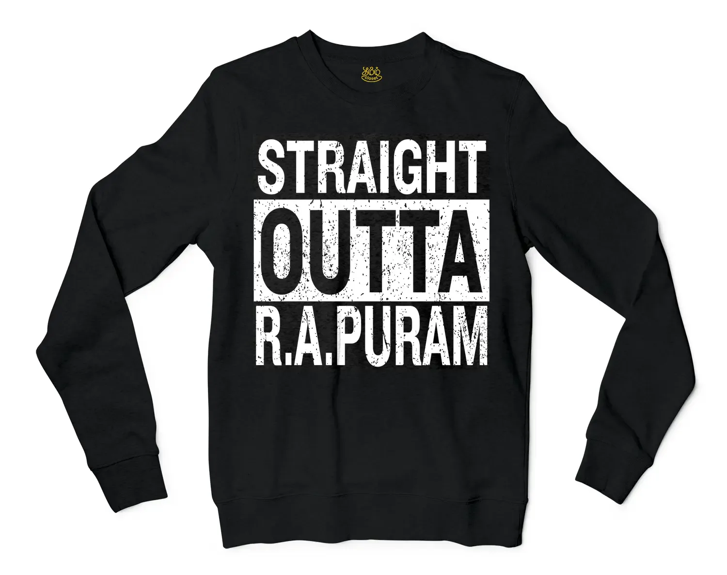 Straight Outta R.a Puram Men/Unisex Long Sleeve T-Shirt in Black Color