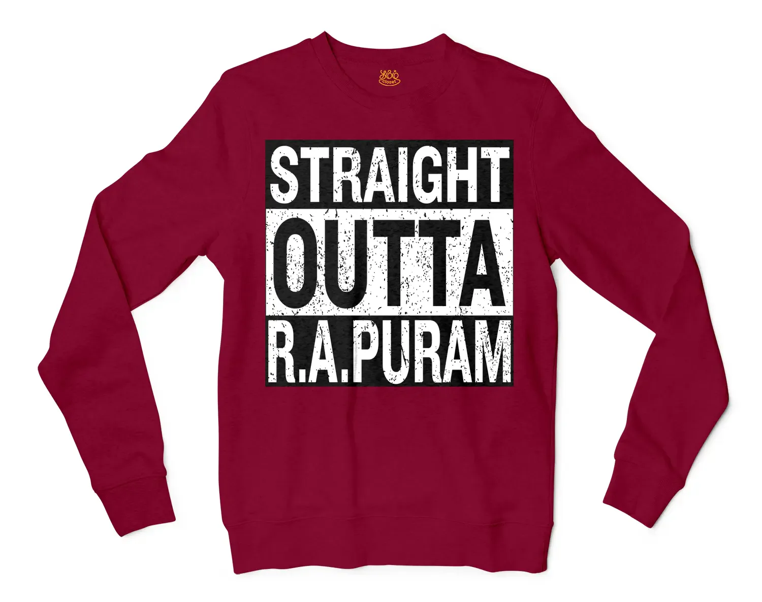 Straight Outta R.a Puram Men/Unisex Long Sleeve T-Shirt in Cardinal Red Color