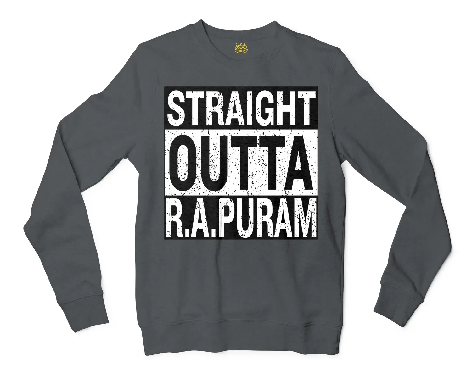 Straight Outta R.a Puram Men/Unisex Long Sleeve T-Shirt in Dark Heather Color
