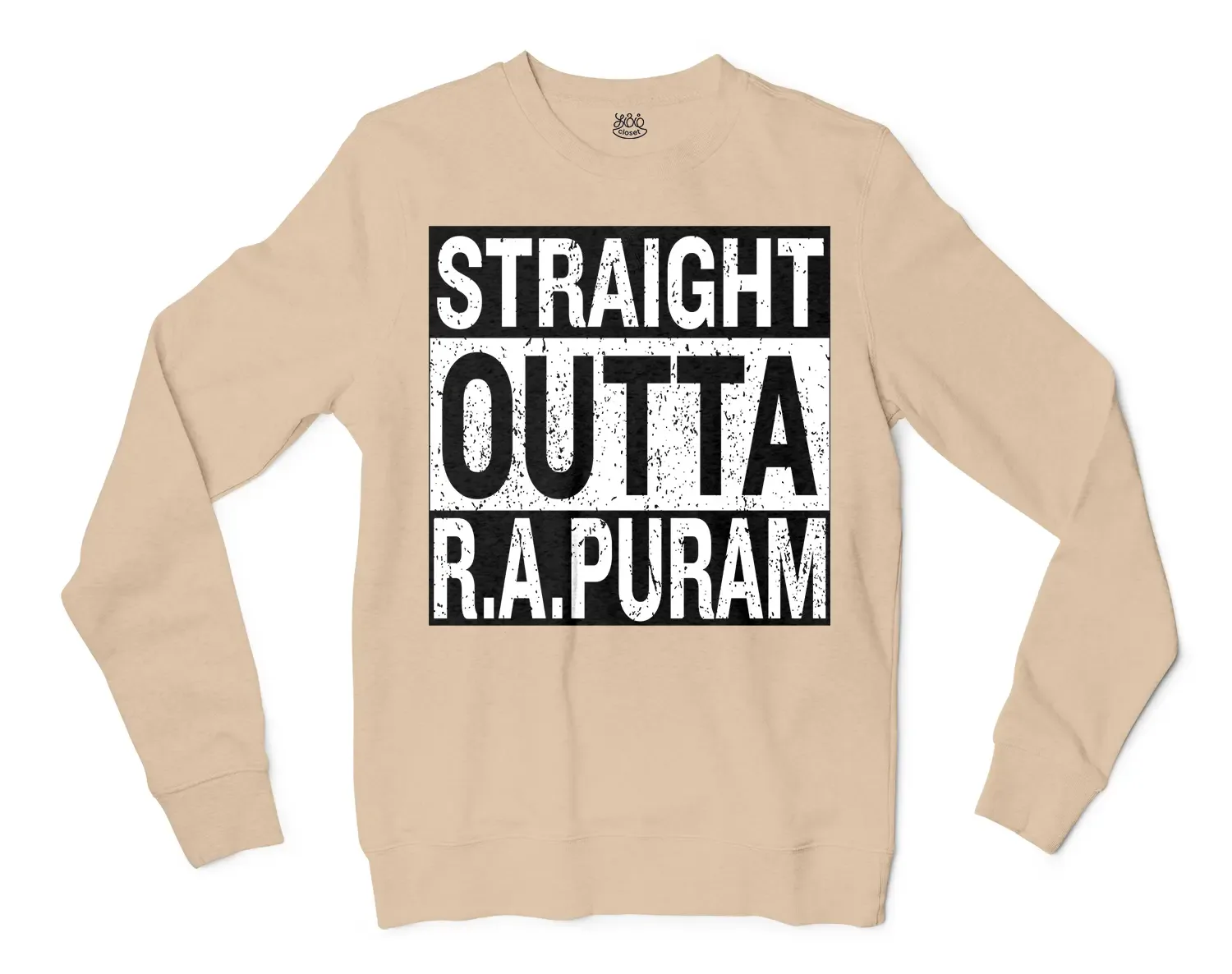 Straight Outta R.a Puram Men/Unisex Long Sleeve T-Shirt in Natural Color