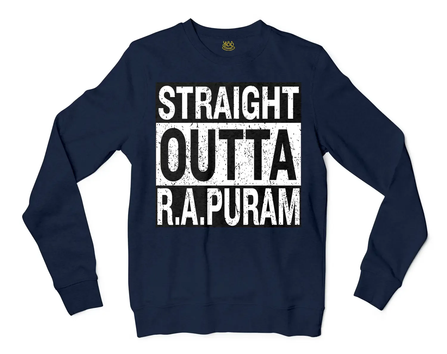 Straight Outta R.a Puram Men/Unisex Long Sleeve T-Shirt in Navy Color