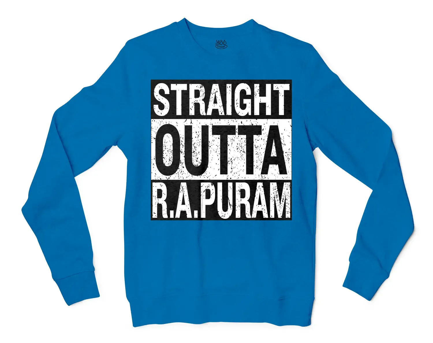 Straight Outta R.a Puram Men/Unisex Long Sleeve T-Shirt in Sapphire Color