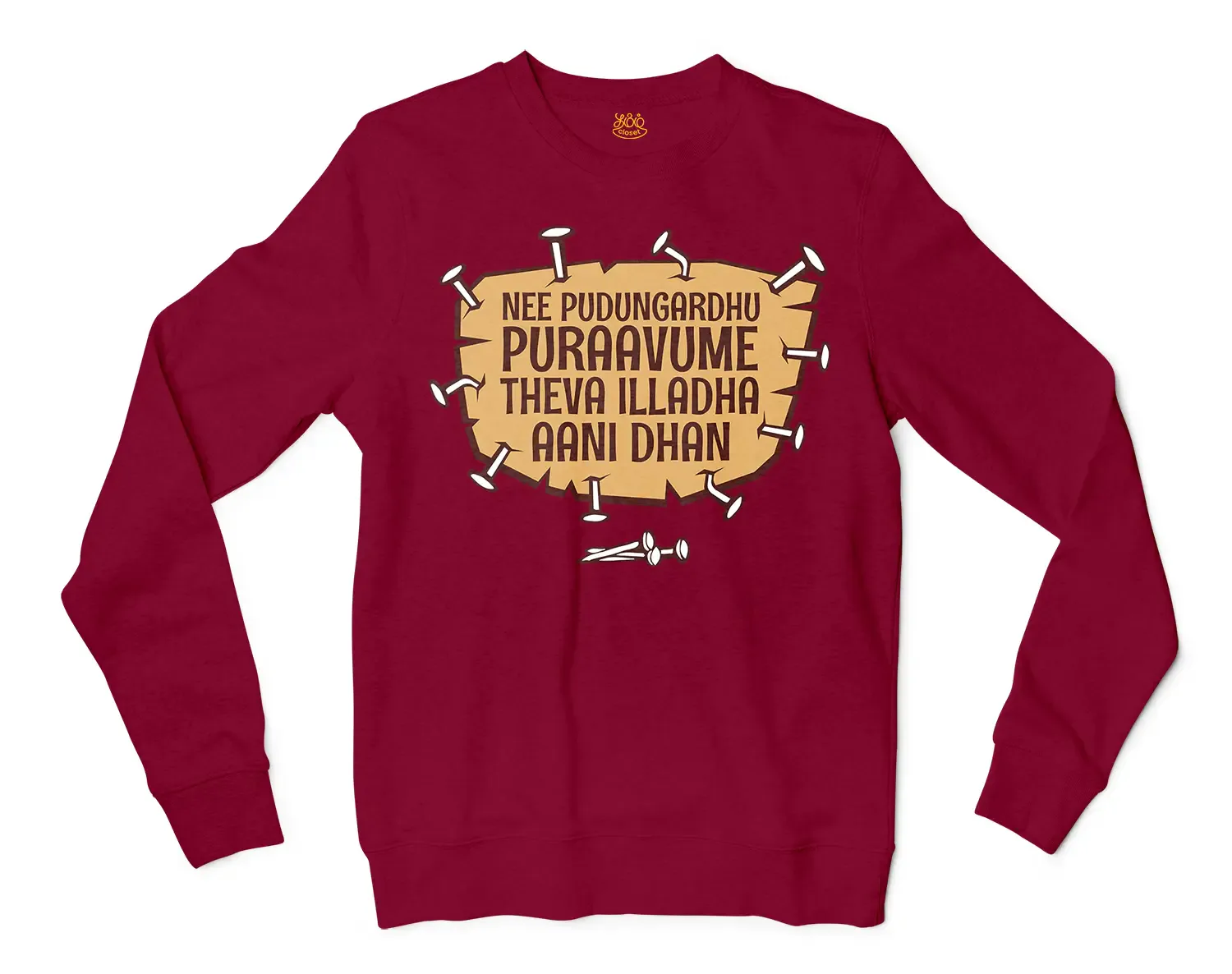 Nee Pudungurathu Puraavume Theva Illadha Aani Dhan Men/Unisex Long Sleeve T-Shirt in Cardinal Red Color