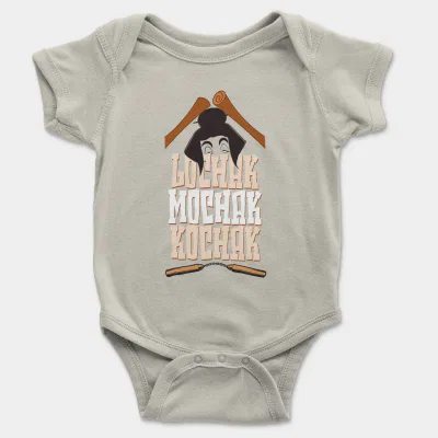 Lochak Mochak Kochak Short Sleeve Baby Onesie in Ash Color
