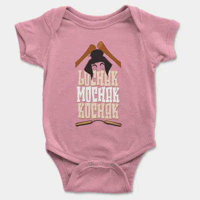 Lochak Mochak Kochak Short Sleeve Baby Onesie in Pink Color