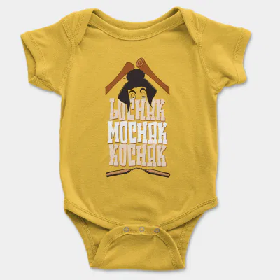 Lochak Mochak Kochak Short Sleeve Baby Onesie in Yellow Color