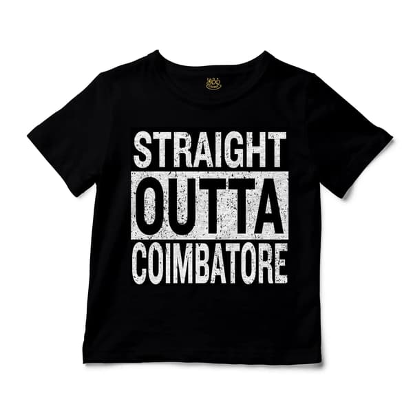 Straight Outta Coimbatore Unisex Toddler T-Shirt in Black Color