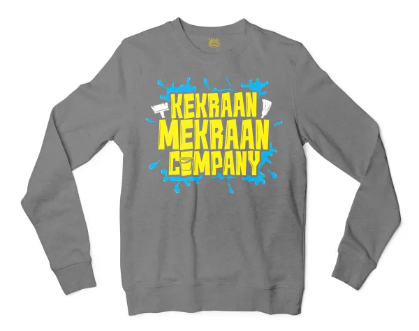Kekraan Mekraan Company Men/Unisex Long Sleeve Sweatshirt in Graphite Heather Color