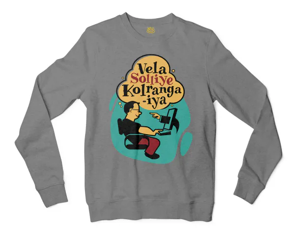 Vela Soliye Kolrangaiya Men/Unisex Long Sleeve Sweatshirt in Graphite Heather Color