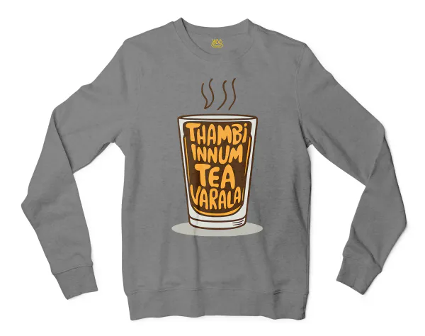 Thambi Innum Tea Varala Men/Unisex Long Sleeve Sweatshirt in Graphite Heather Color