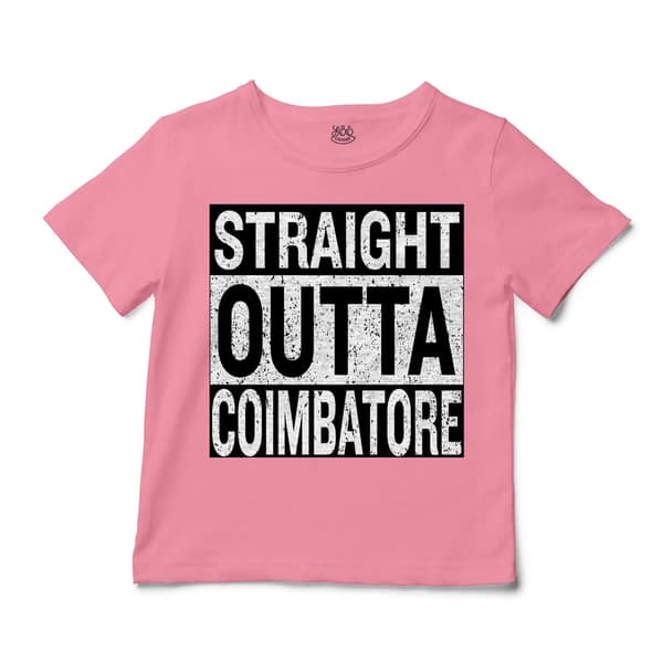 Straight Outta Coimbatore Unisex Toddler T-Shirt in Pink Color