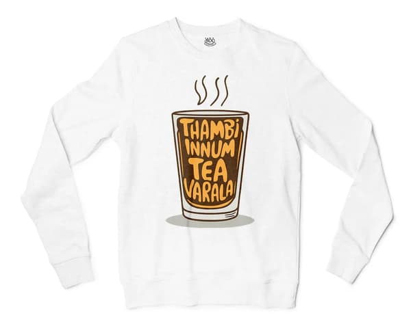 Thambi Innum Tea Varala Men/Unisex Long Sleeve T-Shirt in White Color