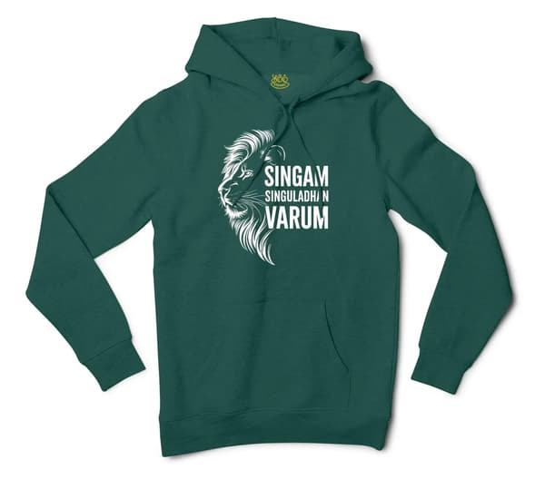 Singam Singuladhan Varum Men/Unisex Hoodie in Alpine Green Color