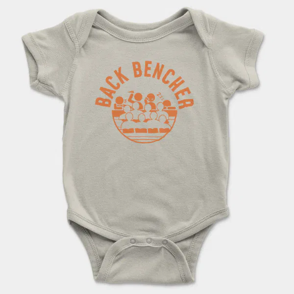 Back Bencher Short Sleeve Baby Onesie in Ash Color