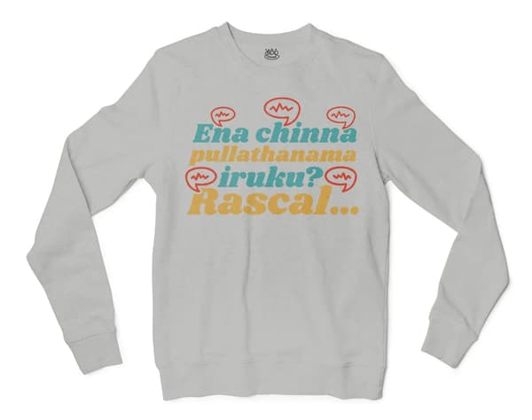 Ena Chinna Pulla Thanama Iruku Rascal Men/Unisex Long Sleeve T-Shirt in Ash Color