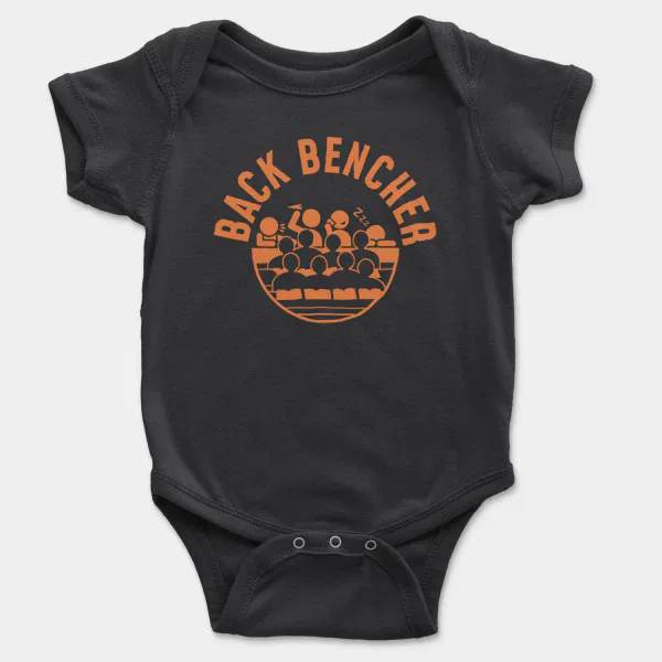Back Bencher Short Sleeve Baby Onesie in Black Color