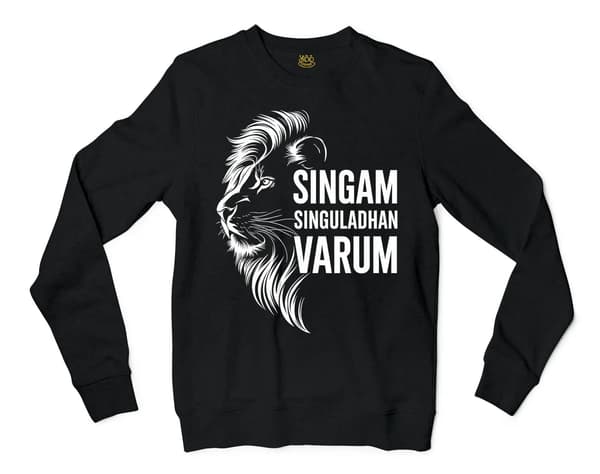 Singam Singuladhan Varum Men/Unisex Long Sleeve T-Shirt in Black Color
