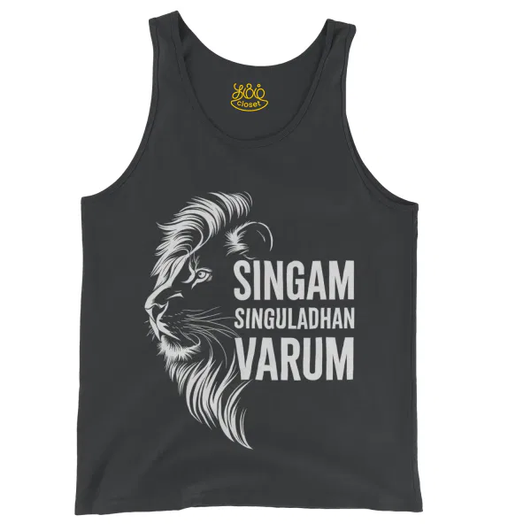 Singam Singuladhan Varum Men/Unisex Tank Top in Black Color