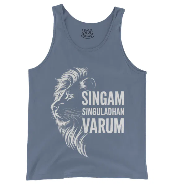 Singam Singuladhan Varum Men/Unisex Tank Top in Blue Jean Color