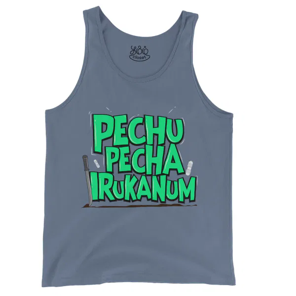Pechu Pecha Irrukanum Men/Unisex Tank Top in Blue Jean Color