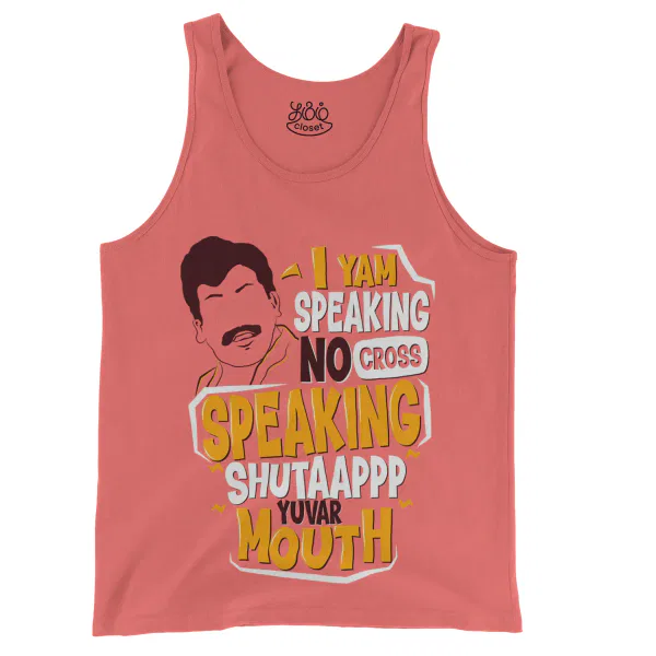 I Yam Speaking No Cross Speaking Men/Unisex Tank Top in Bright Salmon Color