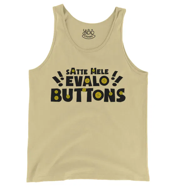 Satte Mele Evalo Buttons Men/Unisex Tank Top in Butter Color