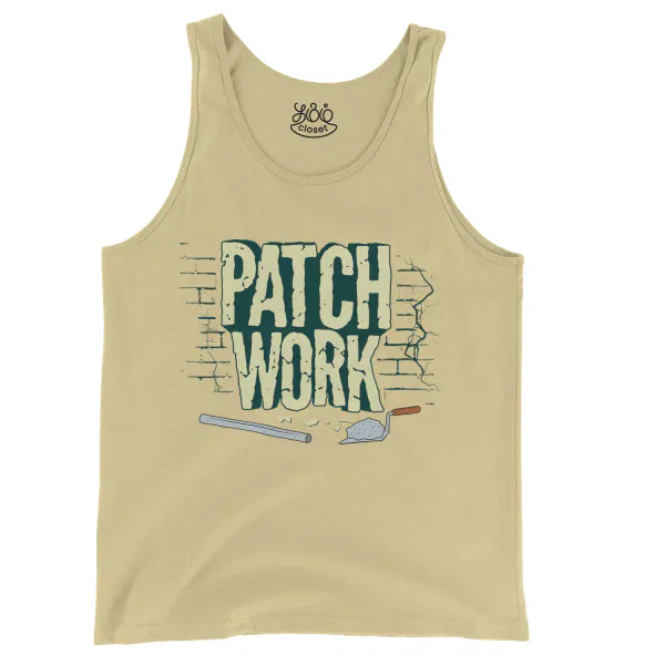 Patch Work Men/Unisex Tank Top in Butter Color