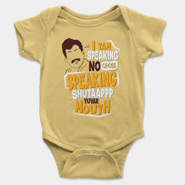 I Yam Speaking No Cross Speaking Short Sleeve Baby Onesie in Butter Color