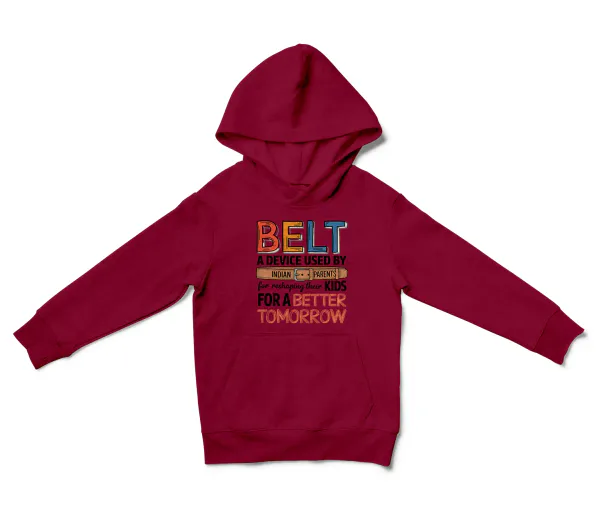 Belt A Device Unisex Youth Hoodie in Cardinal Red Color