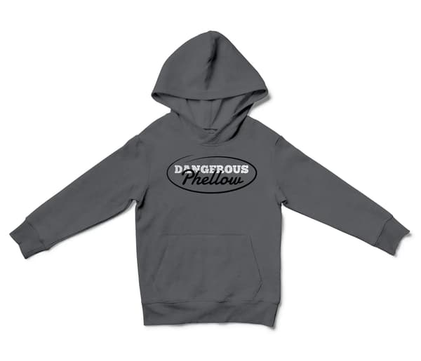 Dangerous Phellow Unisex Youth Hoodie in Charcoal Color