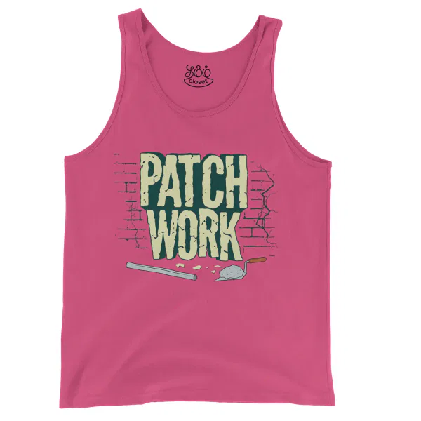 Patch Work Men/Unisex Tank Top in Crunchberry Color