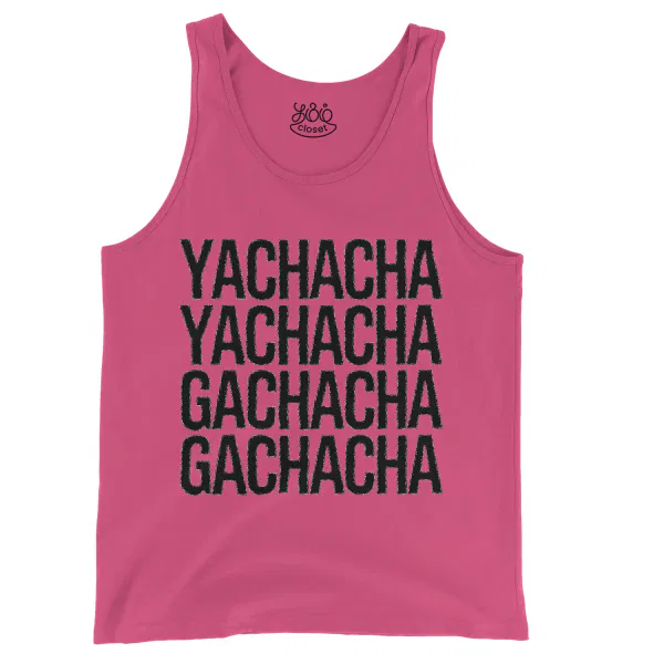 Yachacha Yachacha, Gachacha Gachacha - Black Men/Unisex Tank Top in Crunchberry Color