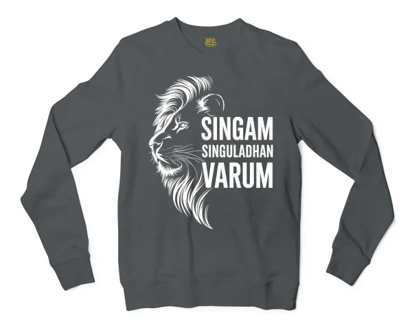 Singam Singuladhan Varum Men/Unisex Long Sleeve T-Shirt in Dark Heather Color