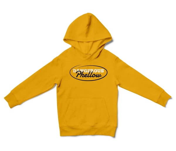 Dangerous Phellow Unisex Youth Hoodie in Gold Color