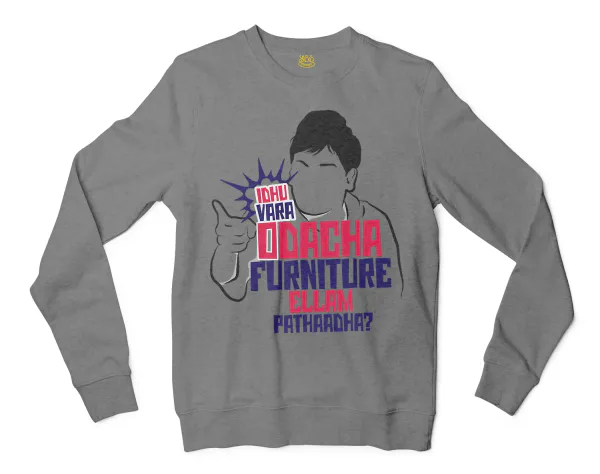 Idhu Vara Odacha Furniture Ellam Pathaadha Men/Unisex Long Sleeve Sweatshirt in Graphite Heather Color