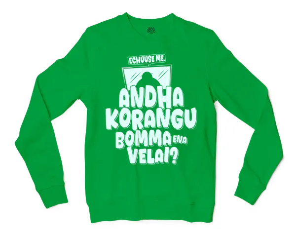 Echuuse Me Andha Korangu Bomma Ena Velai? Men/Unisex Long Sleeve T-Shirt in Irish Green Color