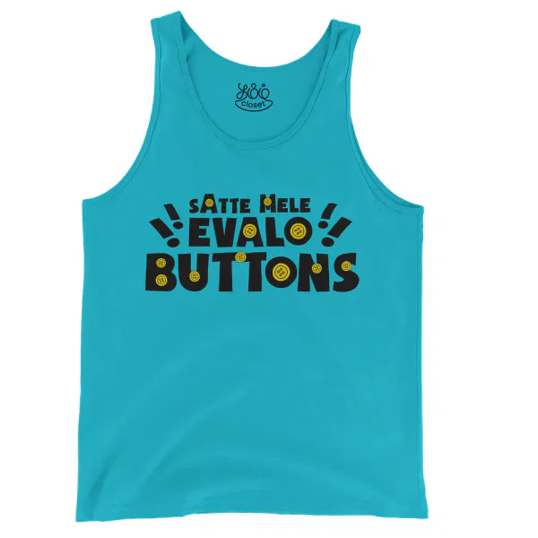 Satte Mele Evalo Buttons Men/Unisex Tank Top in Lagoon Color