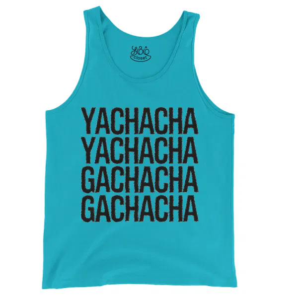 Yachacha Yachacha, Gachacha Gachacha - Black Men/Unisex Tank Top in Lagoon Color