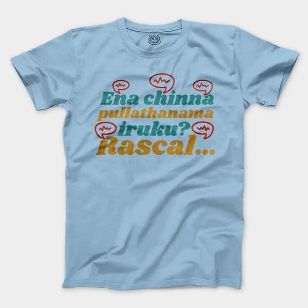 Ena Chinna Pulla Thanama Iruku Rascal Men/Unisex T-Shirt in Light Blue Color