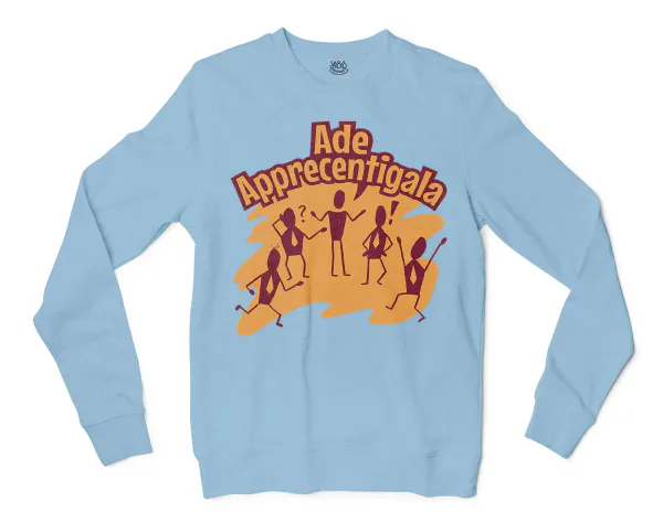 Ade Apprecentingala Men/Unisex Long Sleeve Sweatshirt in Light Blue Color