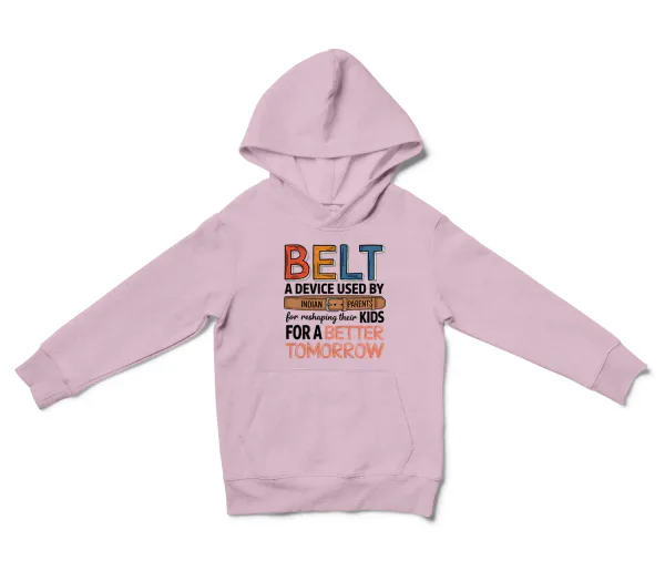 Belt A Device Unisex Youth Hoodie in Light Pink Color