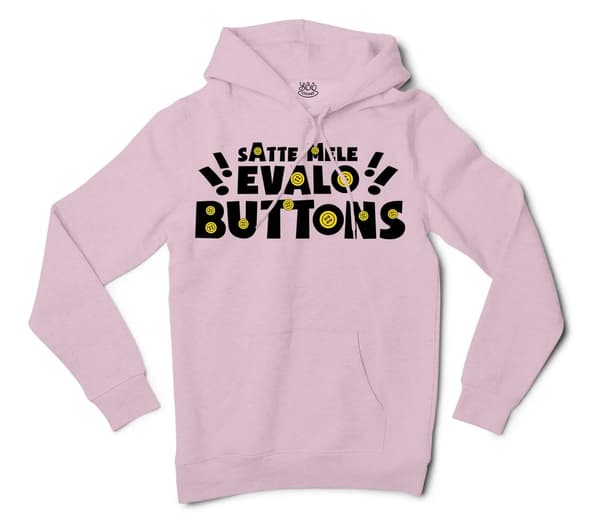 Satte Mele Evalo Buttons Men/Unisex Hoodie in Light Pink Color