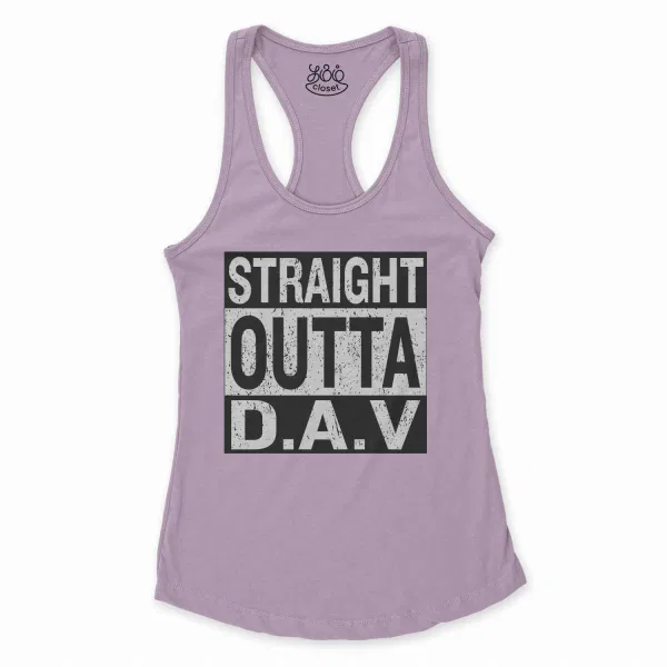 Straight Outta Dav Women's Racerback Tank in Lilac Color