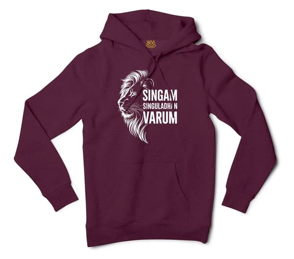 Singam Singuladhan Varum Men/Unisex Hoodie in Maroon Color
