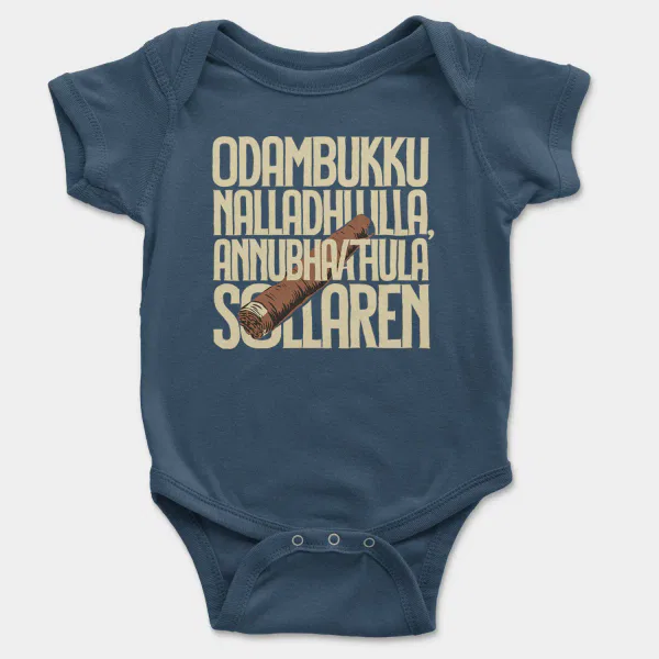Odambukku Nalladhu Illa, Annubhavathula Sollaren Short Sleeve Baby Onesie in Navy Color