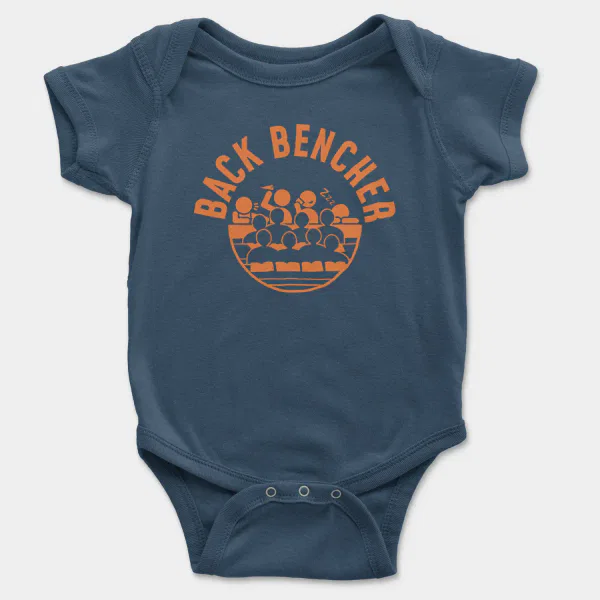 Back Bencher Short Sleeve Baby Onesie in Navy Color