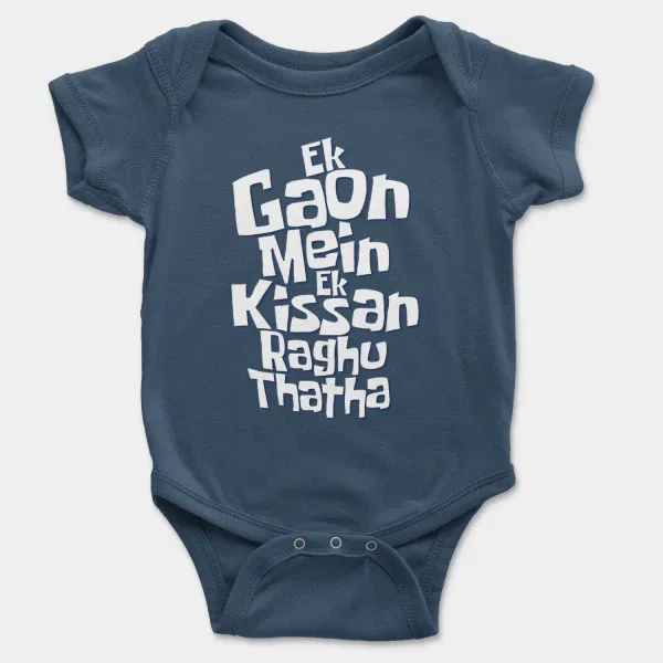 Ek Gaon Mein Ek Kissan Raghu Thatha Short Sleeve Baby Onesie in Navy Color